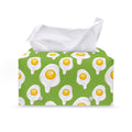 Lime Green Fried Eggs Pattern Print Leather Tissue Box Cover