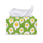 Lime Green Fried Eggs Pattern Print Leather Tissue Box Cover