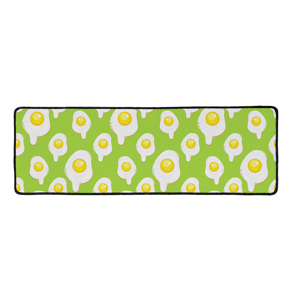 Lime Green Fried Eggs Pattern Print Long Kitchen Mat