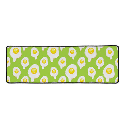 Lime Green Fried Eggs Pattern Print Long Kitchen Mat