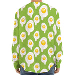 Lime Green Fried Eggs Pattern Print Long Sleeve Baseball Jersey
