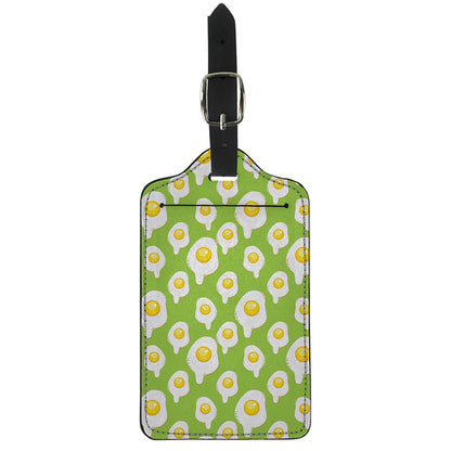 Lime Green Fried Eggs Pattern Print Luggage Tag
