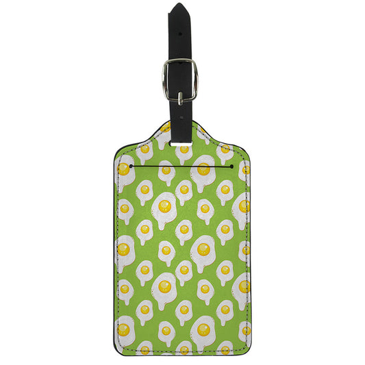 Lime Green Fried Eggs Pattern Print Luggage Tag