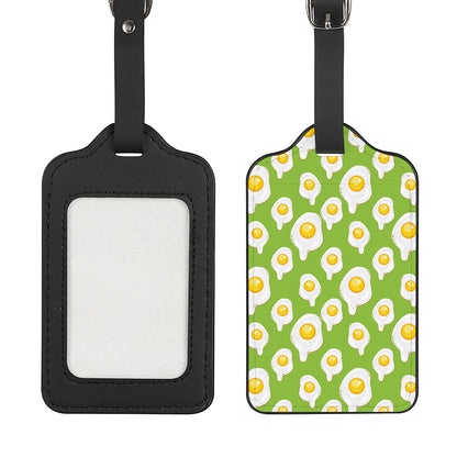 Lime Green Fried Eggs Pattern Print Luggage Tag