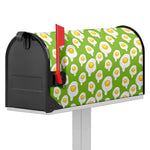 Lime Green Fried Eggs Pattern Print Mailbox Cover