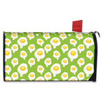 Lime Green Fried Eggs Pattern Print Mailbox Cover