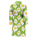 Lime Green Fried Eggs Pattern Print Men's Bathrobe