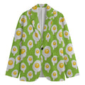 Lime Green Fried Eggs Pattern Print Men's Blazer