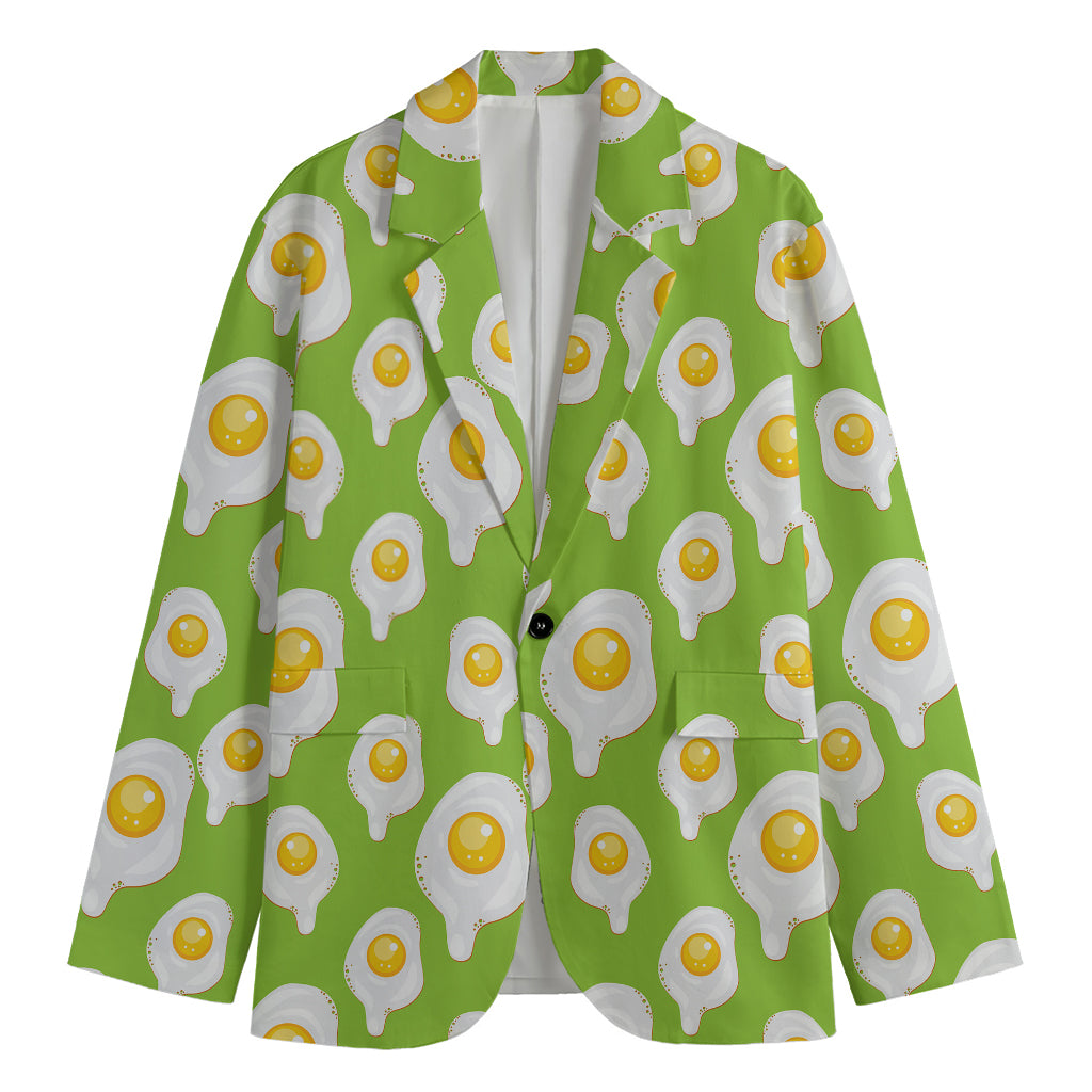 Lime Green Fried Eggs Pattern Print Men's Blazer