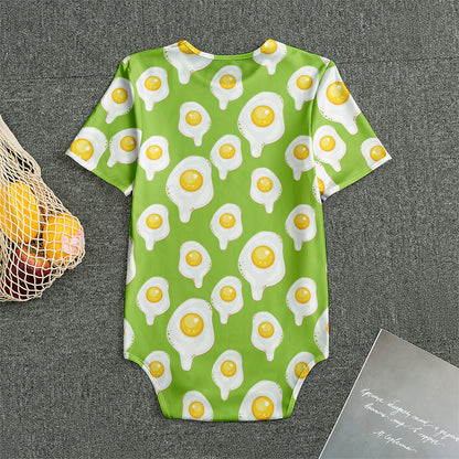 Lime Green Fried Eggs Pattern Print Men's Bodysuit