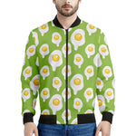 Lime Green Fried Eggs Pattern Print Men's Bomber Jacket