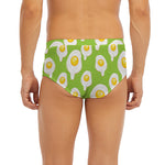 Lime Green Fried Eggs Pattern Print Men's Briefs