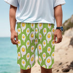 Lime Green Fried Eggs Pattern Print Men's Cargo Shorts