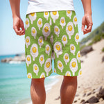 Lime Green Fried Eggs Pattern Print Men's Cargo Shorts