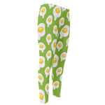 Lime Green Fried Eggs Pattern Print Men's Compression Pants