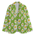 Lime Green Fried Eggs Pattern Print Men's Cotton Blazer