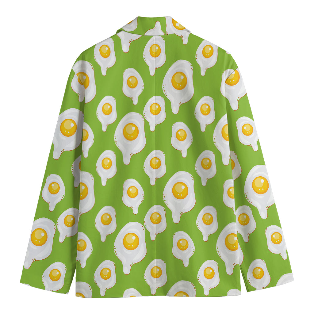 Lime Green Fried Eggs Pattern Print Men's Cotton Blazer