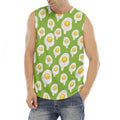 Lime Green Fried Eggs Pattern Print Men's Fitness Tank Top