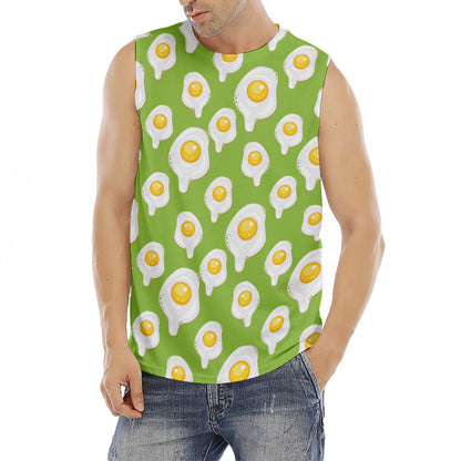 Lime Green Fried Eggs Pattern Print Men's Fitness Tank Top