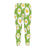 Lime Green Fried Eggs Pattern Print Men's leggings