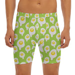 Lime Green Fried Eggs Pattern Print Men's Long Boxer Briefs