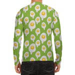 Lime Green Fried Eggs Pattern Print Men's Long Sleeve Rash Guard