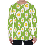 Lime Green Fried Eggs Pattern Print Men's Long Sleeve T-Shirt