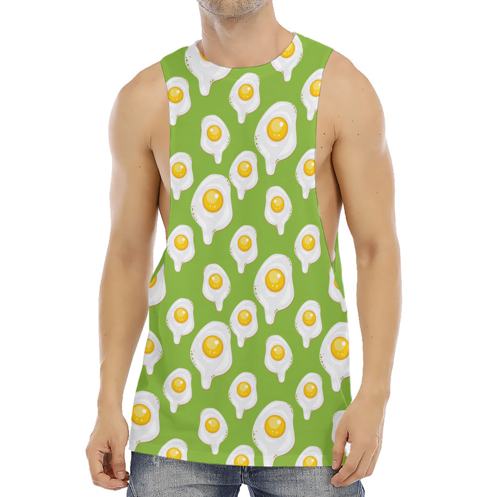 Lime Green Fried Eggs Pattern Print Men's Muscle Tank Top