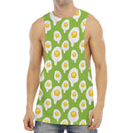 Lime Green Fried Eggs Pattern Print Men's Muscle Tank Top