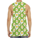 Lime Green Fried Eggs Pattern Print Men's Muscle Tank Top