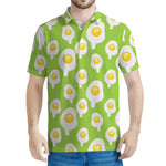 Lime Green Fried Eggs Pattern Print Men's Polo Shirt