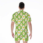 Lime Green Fried Eggs Pattern Print Men's Rompers