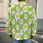Lime Green Fried Eggs Pattern Print Men's Shirt Jacket