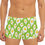 Lime Green Fried Eggs Pattern Print Men's Short Boxer Briefs