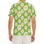 Lime Green Fried Eggs Pattern Print Men's Short Sleeve Rash Guard
