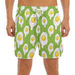 Lime Green Fried Eggs Pattern Print Men's Split Running Shorts