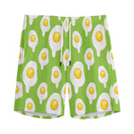 Lime Green Fried Eggs Pattern Print Men's Sports Shorts