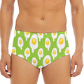 Lime Green Fried Eggs Pattern Print Men's Triangle Swim Briefs