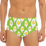 Lime Green Fried Eggs Pattern Print Men's Triangle Swim Briefs