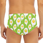 Lime Green Fried Eggs Pattern Print Men's Triangle Swim Briefs