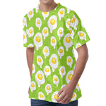 Lime Green Fried Eggs Pattern Print Men's Velvet T-Shirt