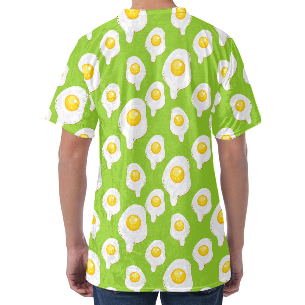 Lime Green Fried Eggs Pattern Print Men's Velvet T-Shirt