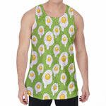 Lime Green Fried Eggs Pattern Print Men's Velvet Tank Top