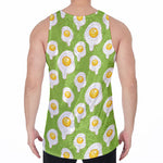 Lime Green Fried Eggs Pattern Print Men's Velvet Tank Top