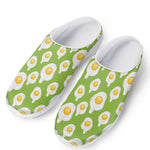 Lime Green Fried Eggs Pattern Print Mesh Casual Shoes
