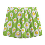 Lime Green Fried Eggs Pattern Print Mesh Shorts