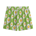Lime Green Fried Eggs Pattern Print Mesh Shorts