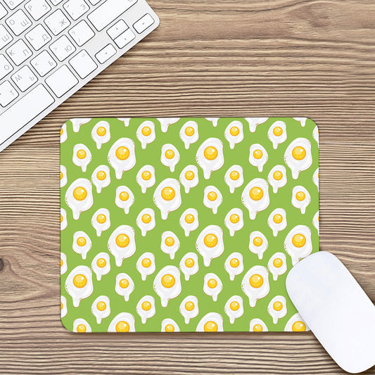 Lime Green Fried Eggs Pattern Print Mouse Pad