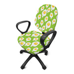 Lime Green Fried Eggs Pattern Print Office Chair Cover