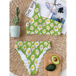 Lime Green Fried Eggs Pattern Print One Shoulder Bikini Top